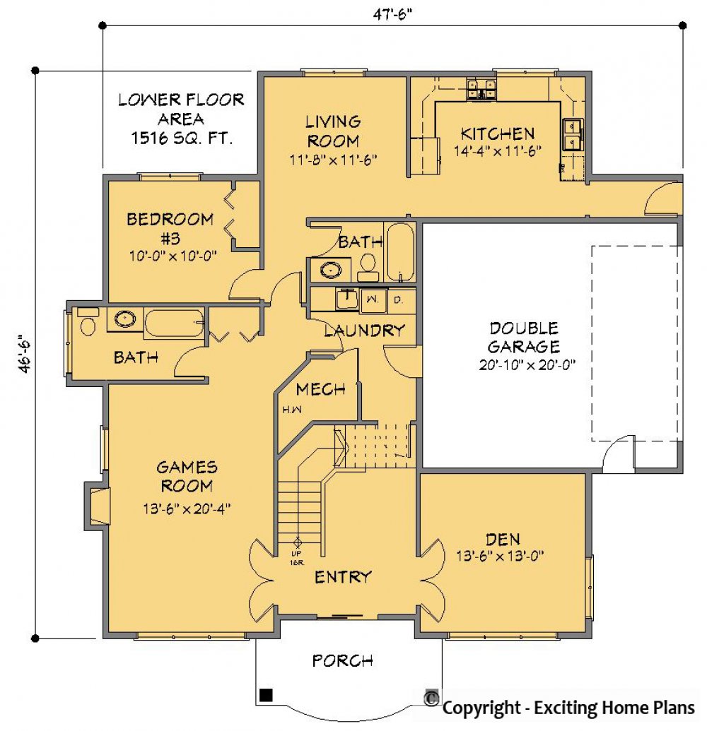 House Plan E1217-10  Lower Floor Plan