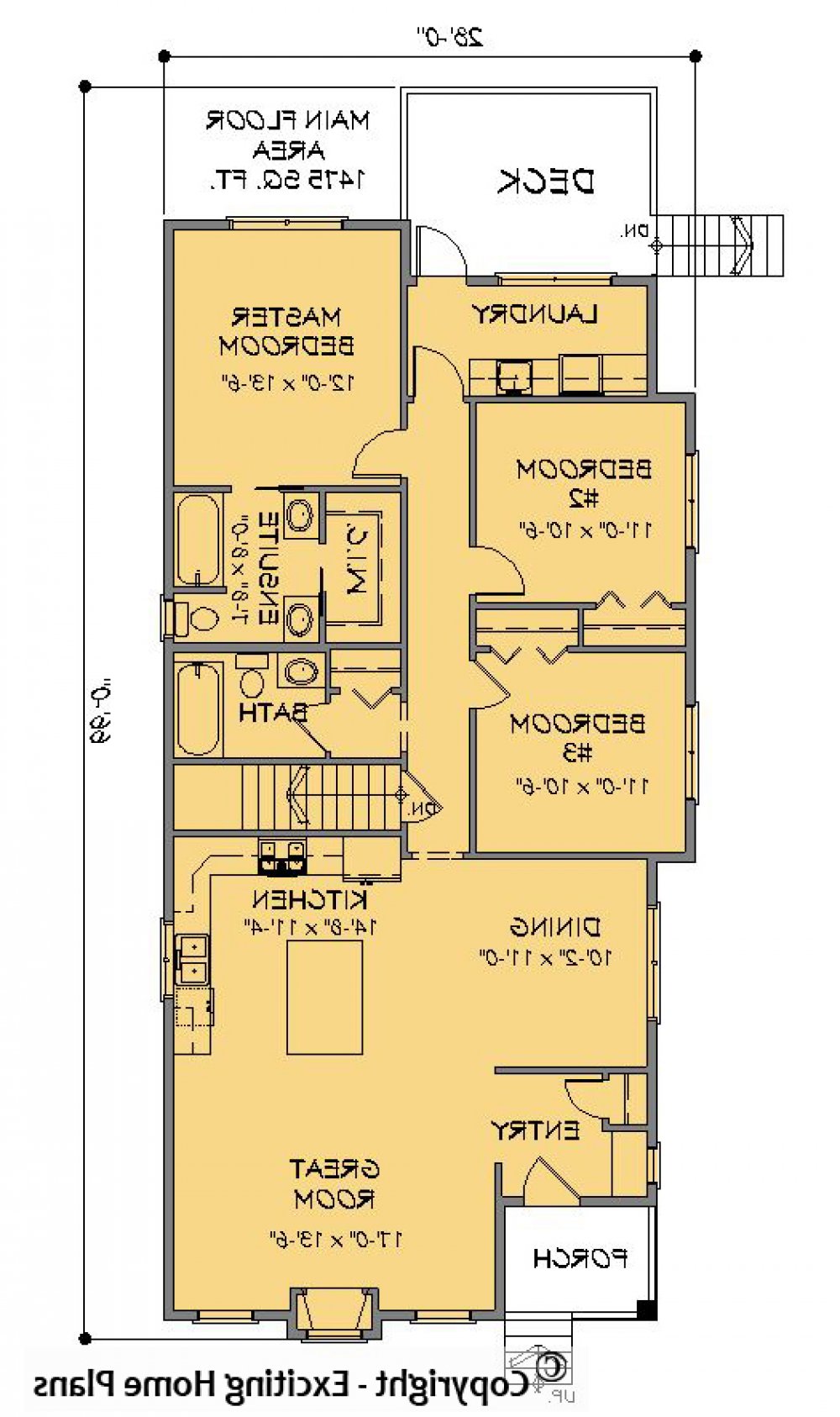 House Plan E1565-10 Main Floor Plan REVERSE