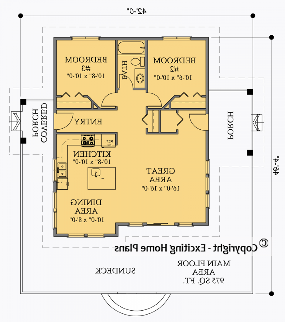 House Plan E1045-10 Main Floor Plan REVERSE