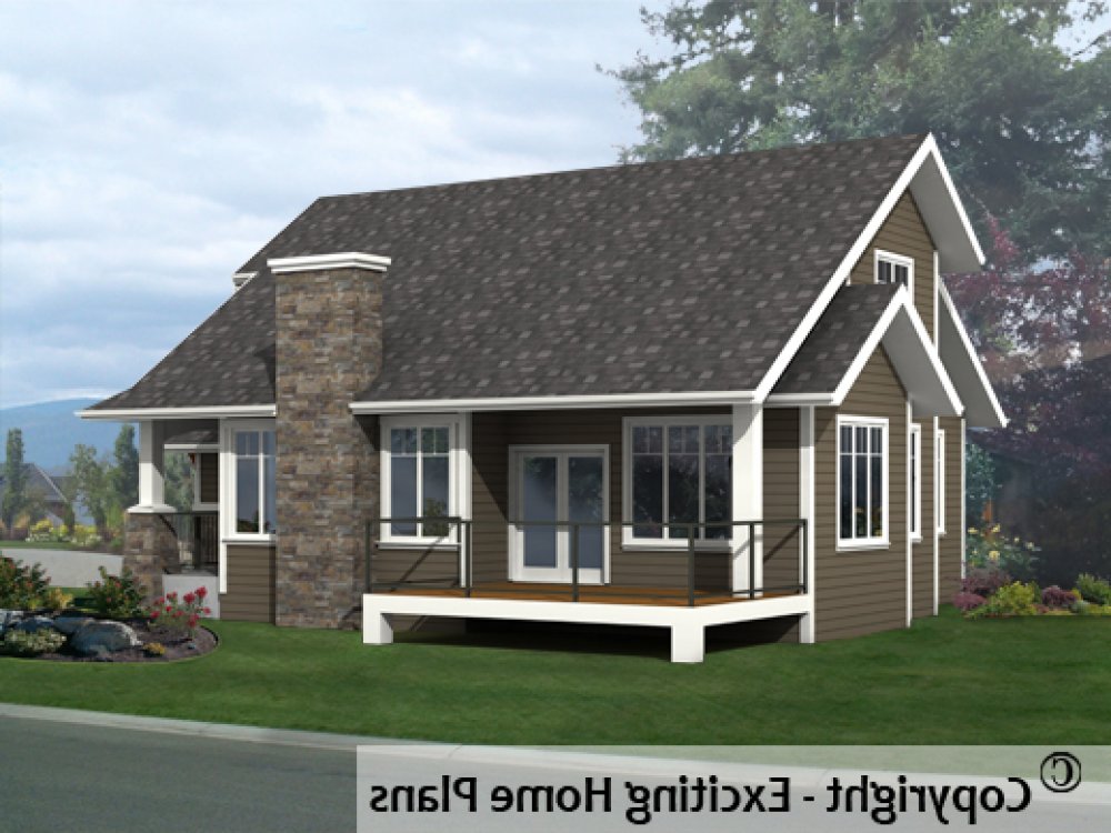House Plan E1493-10 Rear 3D View REVERSE