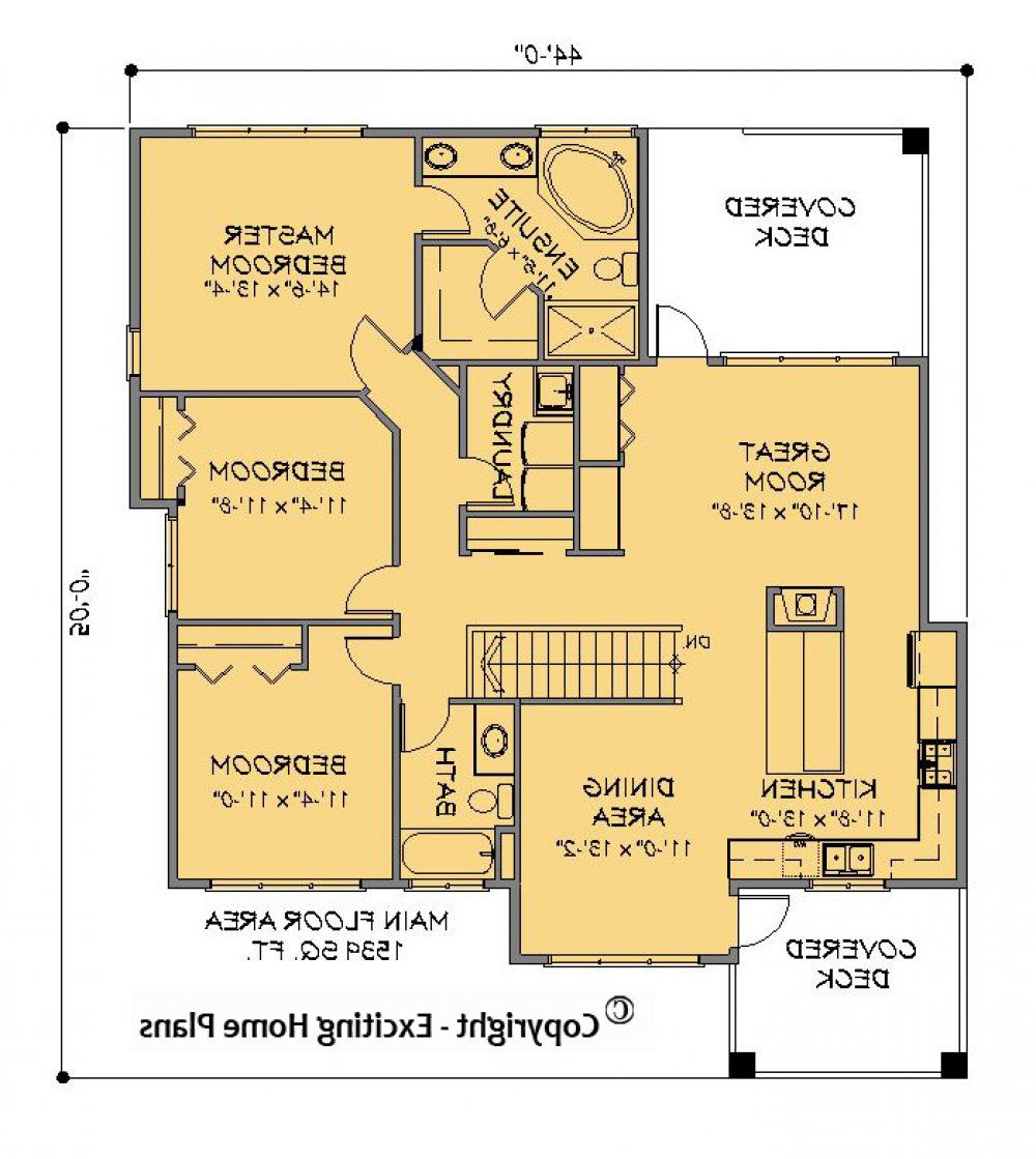 House Plan E1214-10  Main Floor Plan REVERSE