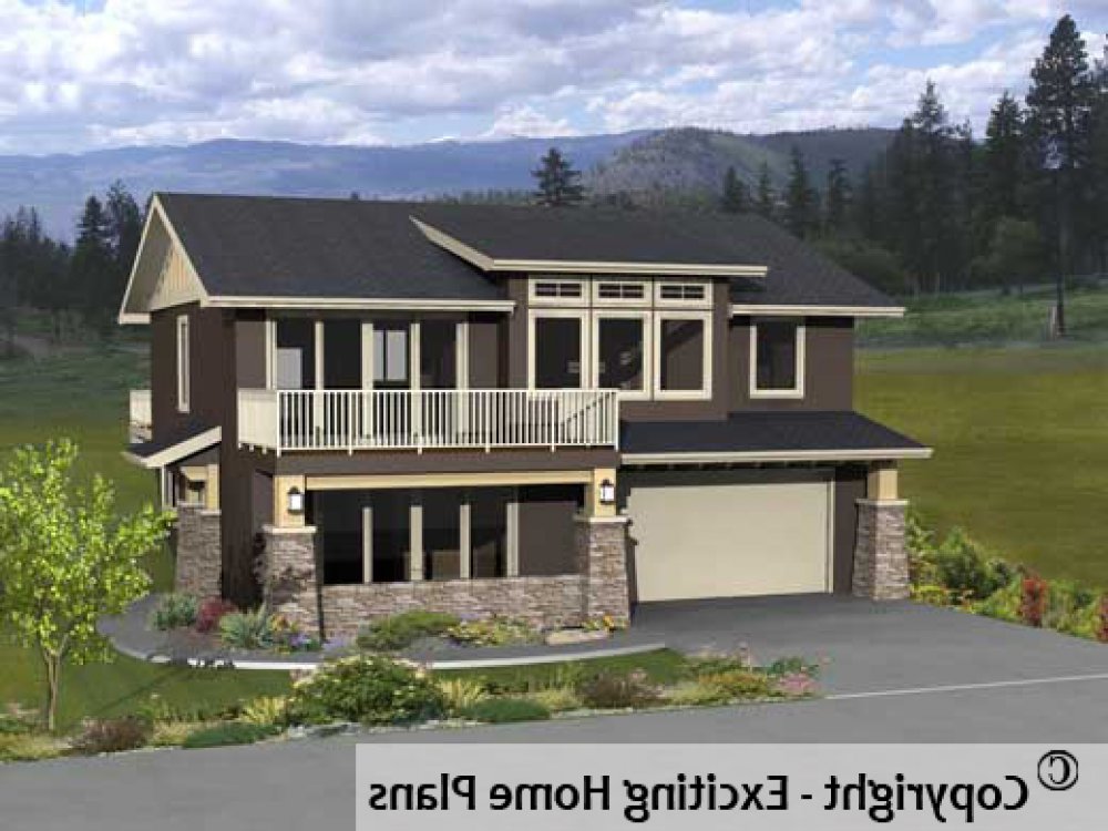 House Plan E1208-10 Exterior 3D View REVERSE