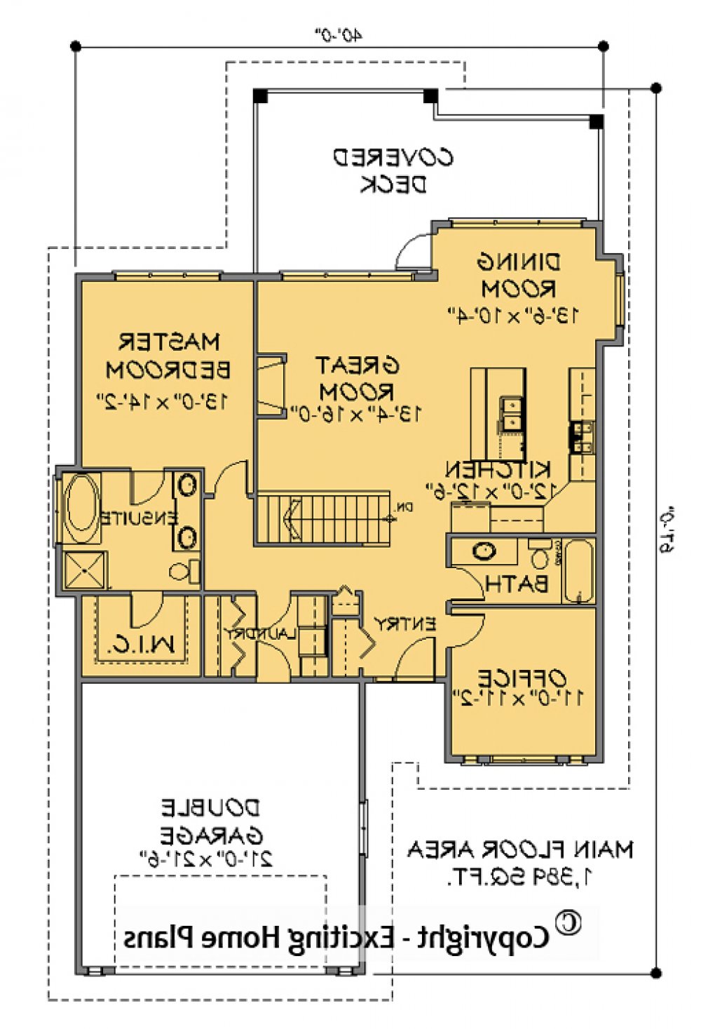 House Plan E1602-10 Main Floor Plan REVERSE