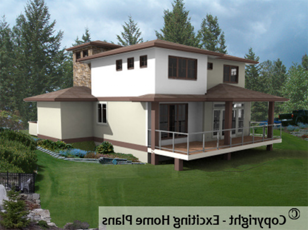 House Plan E1011-10 Rear 3D View REVERSE