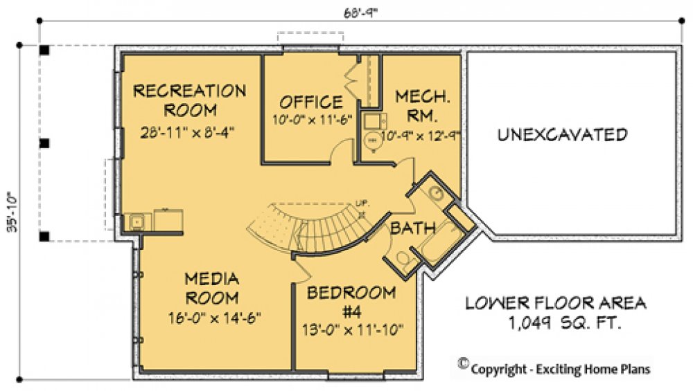 House Plan E1177-10 Lower Floor Plan