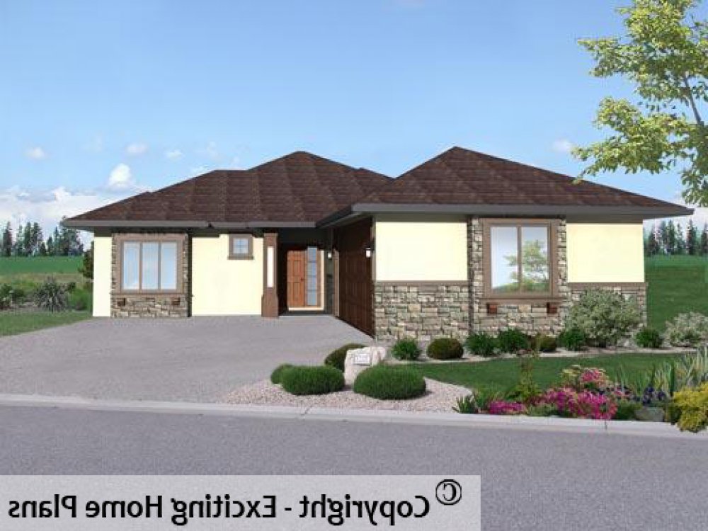 House Plan E1057-10 Exterior 3D View REVERSE