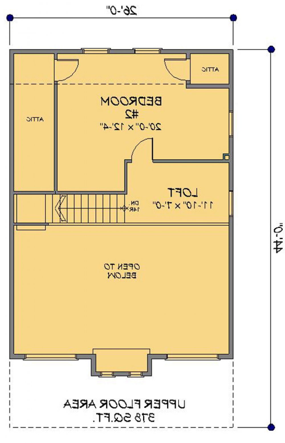 House Plan E1114-11 Upper Floor Plan REVERSE