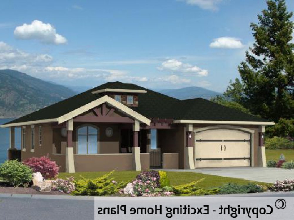 House Plan E1105-10 Exterior 3D View REVERSE