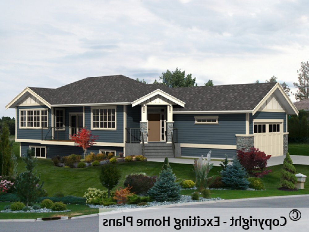 House Plan E1533-10 Front 3D View REVERSE