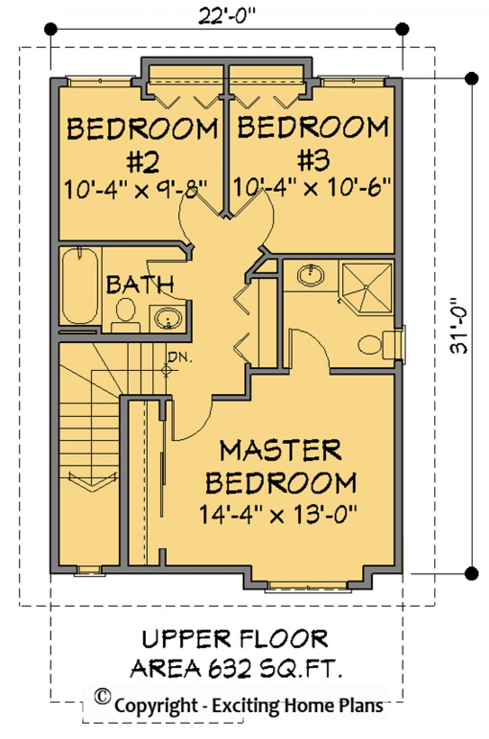 House Plan E1160-10 Upper Floor Plan