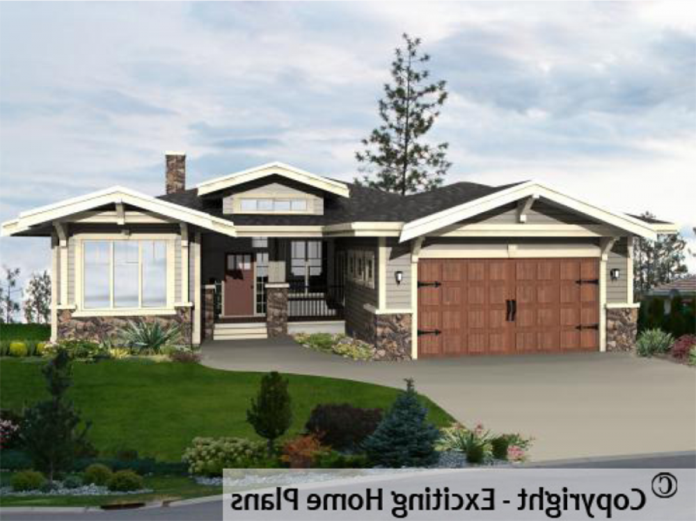 House Plan E1028-10 Exterior 3D View REVERSE