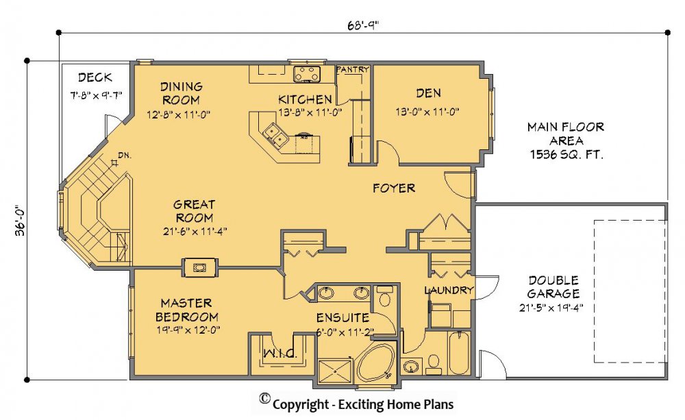 House Plan E1228-10 Main Floor Plan