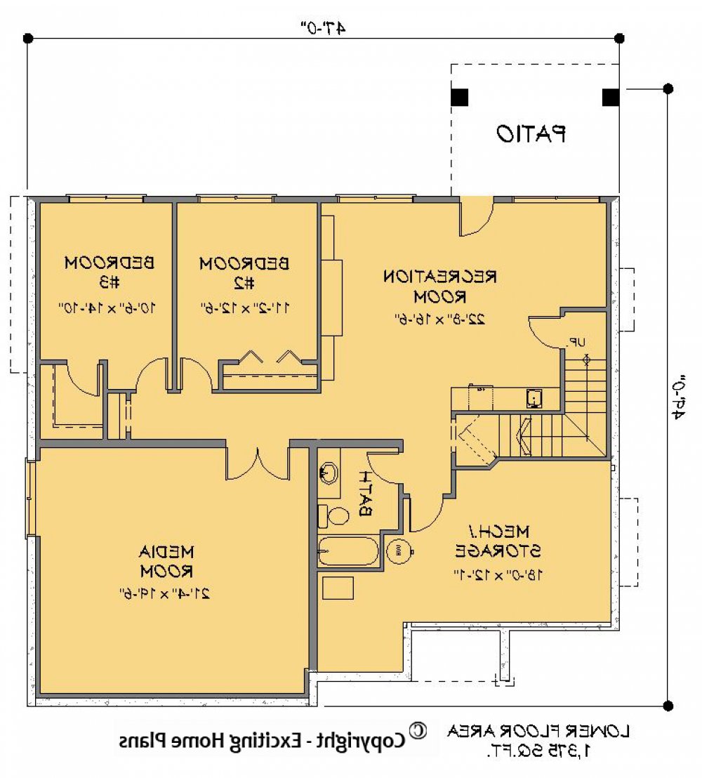 House Plan E1184-10 Lower Floor Plan REVERSE