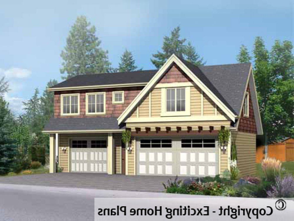 House Plan E1301-10 Exterior 3D View REVERSE
