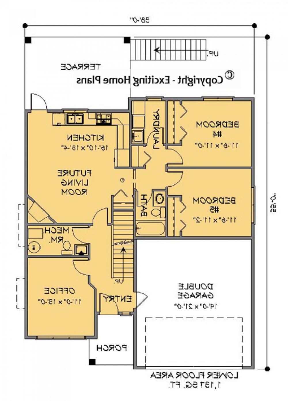 House Plan E1110-11  Lower Floor Plan REVERSE