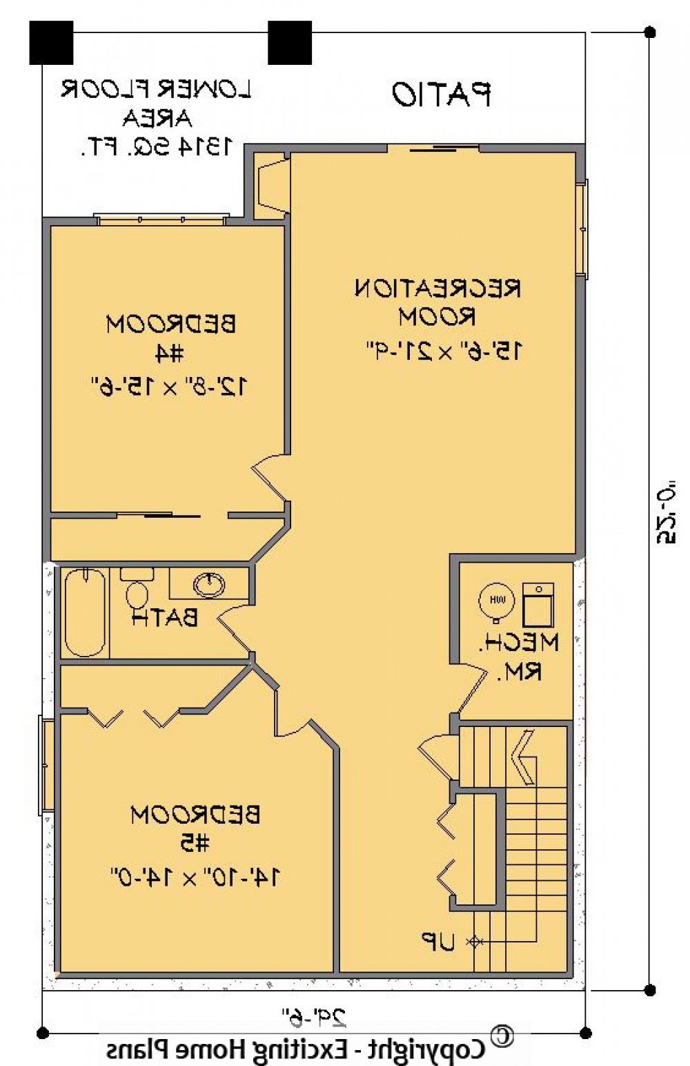 House Plan E1268-10 Lower Floor Plan REVERSE