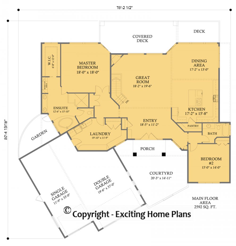 House Plan E1250-10  Main Floor Plan