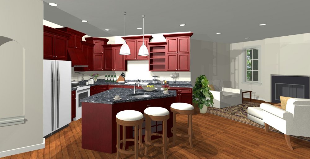 House Plan E1534-10 Interior Kitchen 3D Area