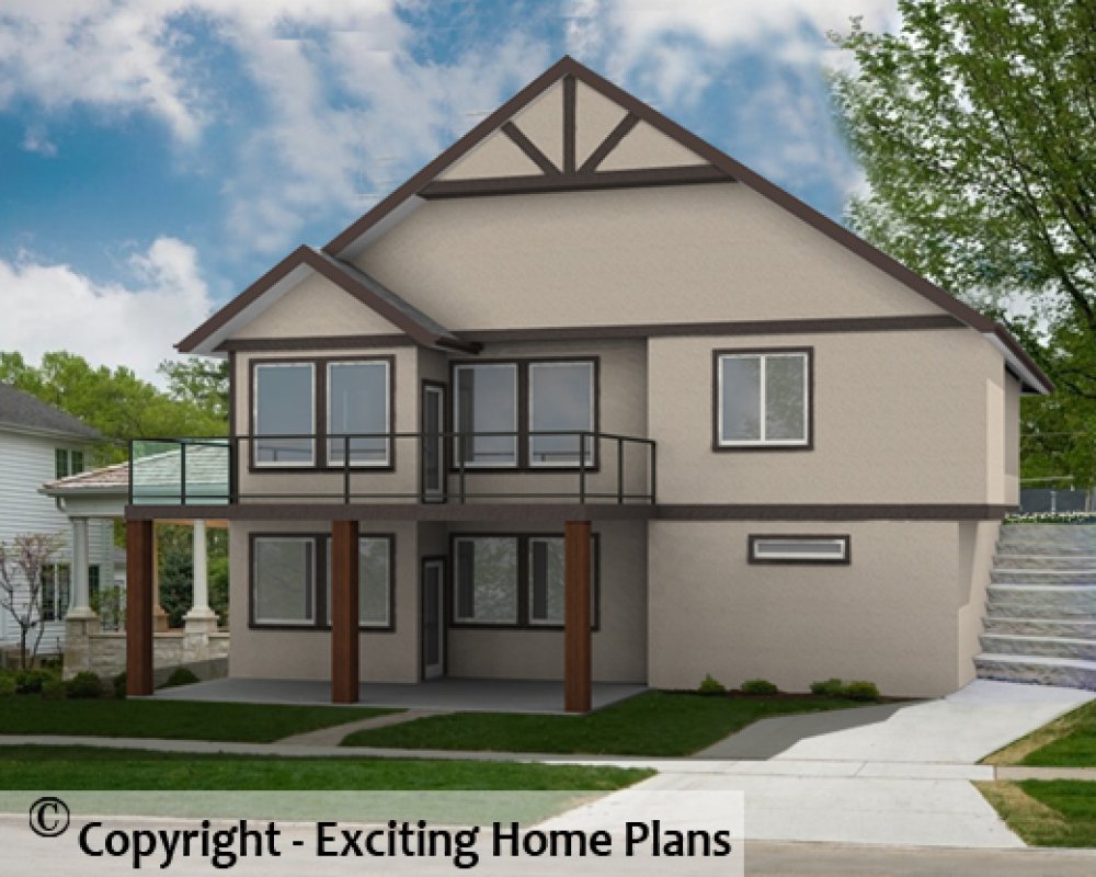 House Plan E1579-10 Rear 3D View