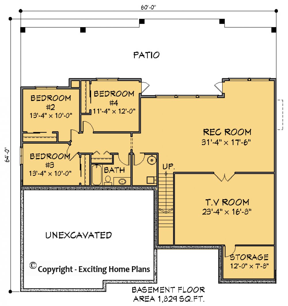 House Plan E1588-10  Lower Floor Plan