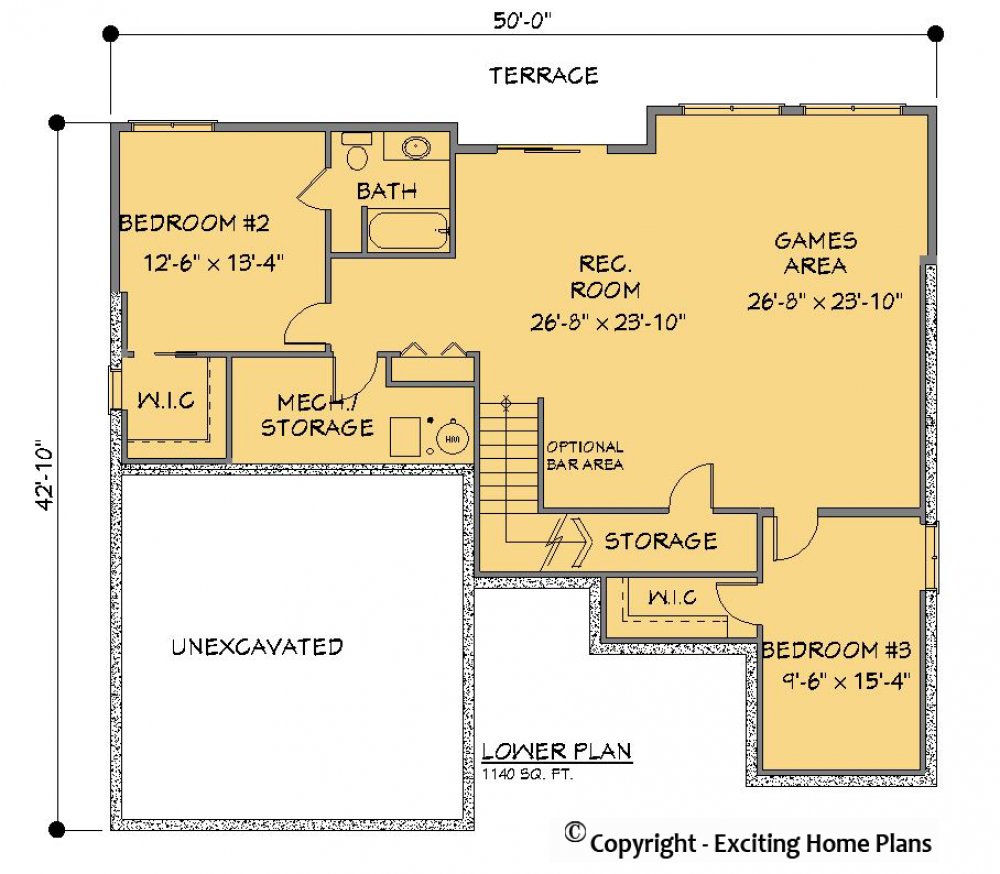 House Plan E1194-10 Lower Floor Plan