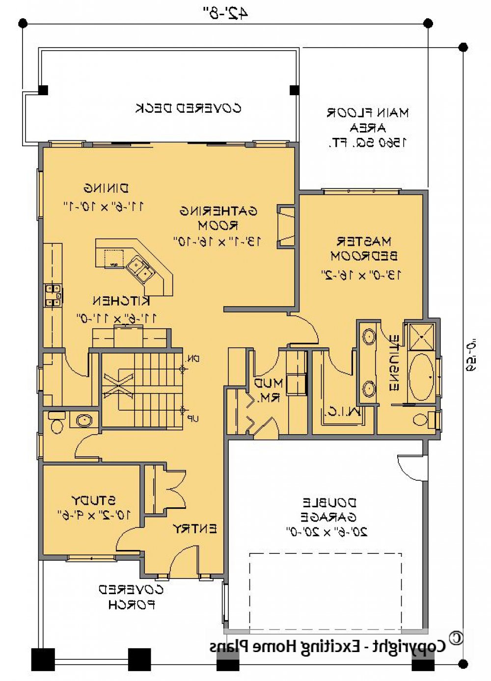 House Plan E1201-10 Main Floor Plan REVERSE