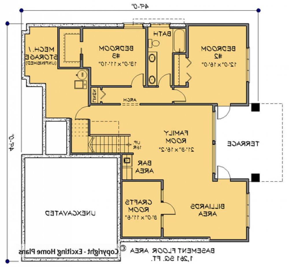 House Plan E1108-10 Lower Floor Plan REVERSE