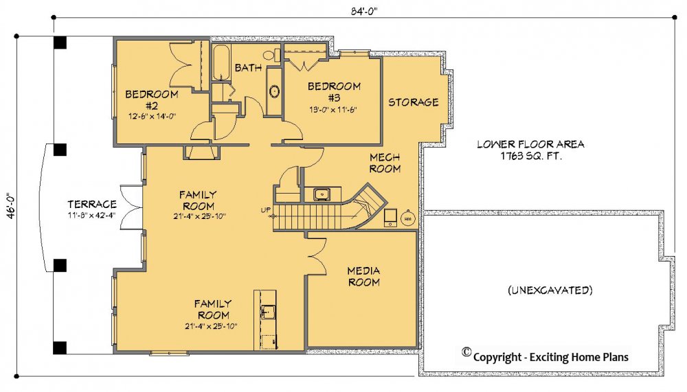House Plan E1385-10 Lower Floor Plan