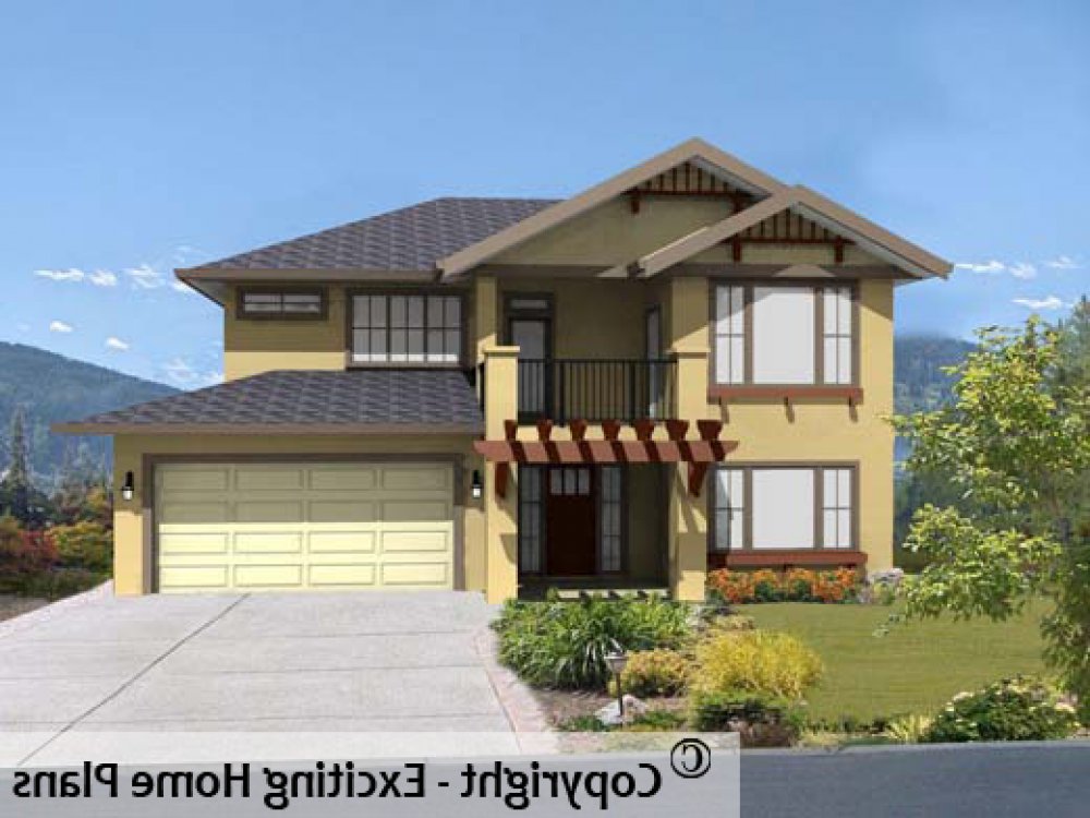House Plan E1146-10 Front 3D View REVERSE