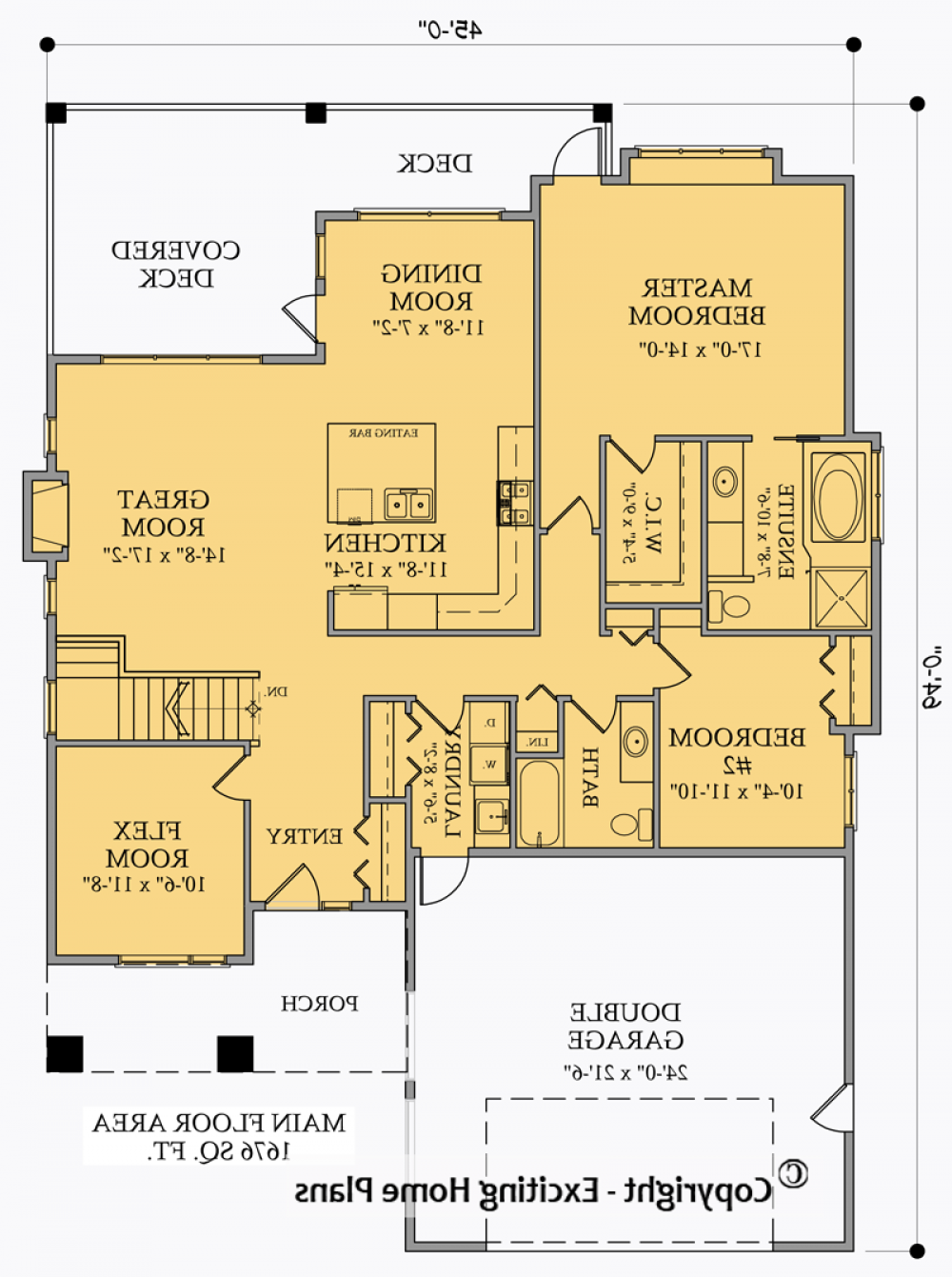 House Plan E1002-10M  Main Floor Plan REVERSE