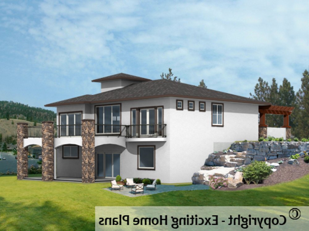 House Plan E1439-10 Rear 3D View REVERSE