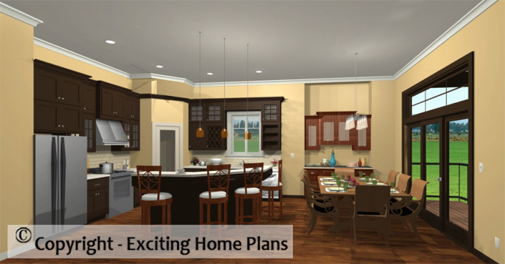 House Plan E1015-10 Interior Kitchen 3D Area