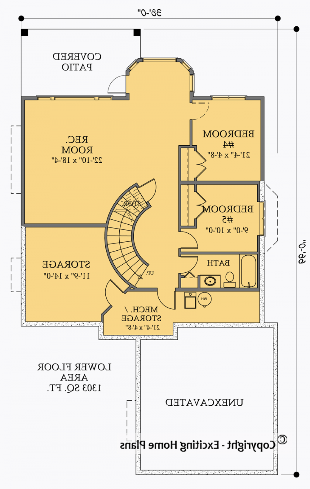House Plan E1044-10  Lower Floor Plan REVERSE