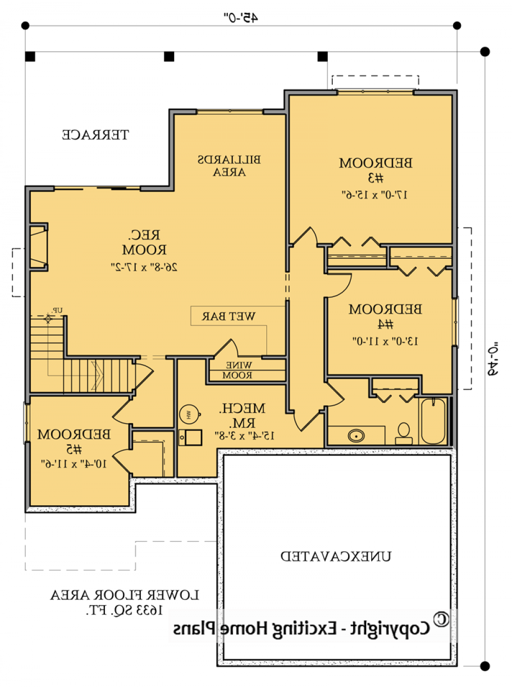 House Plan E1002-10M2 Lower Floor Plan REVERSE