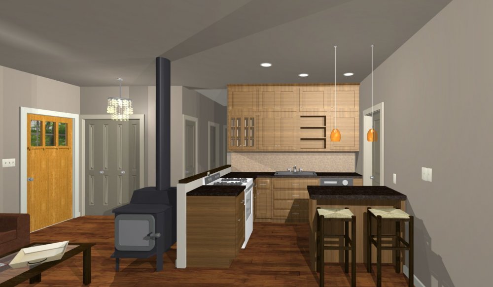 House Plan E1131-10 Interior Kitchen 3D Area