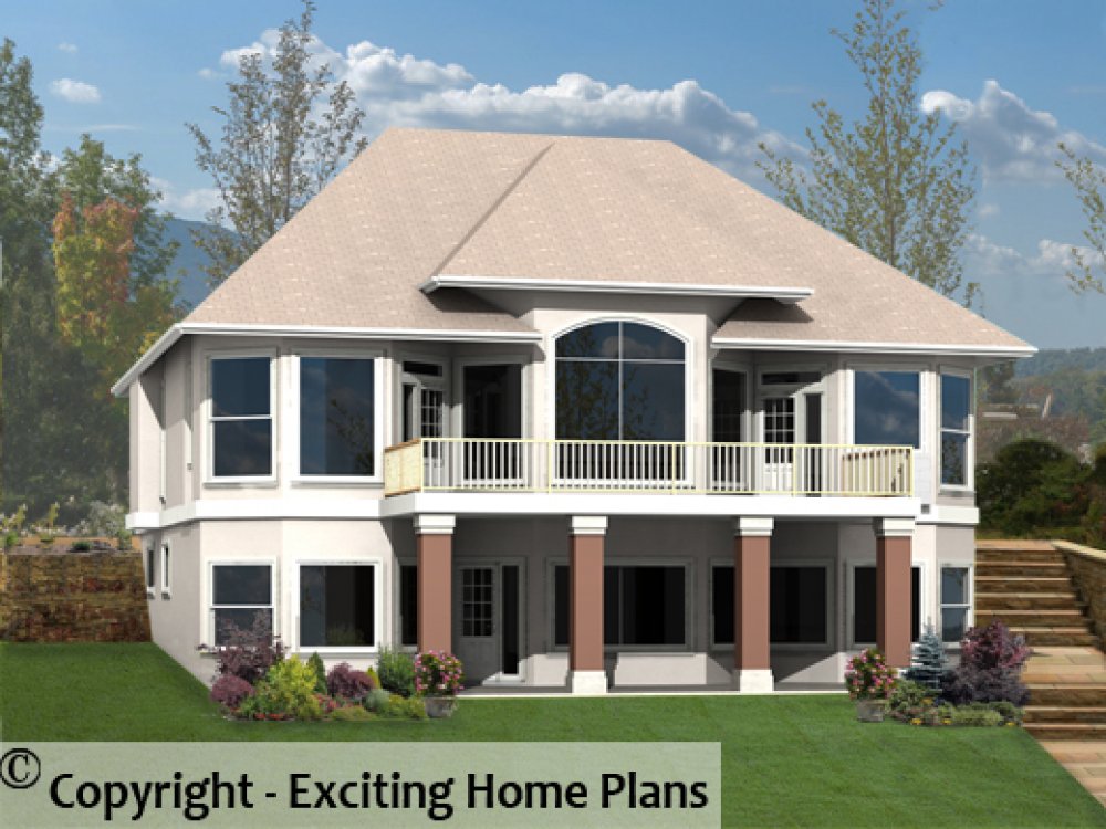 House Plan E1233-10 Rear 3D View