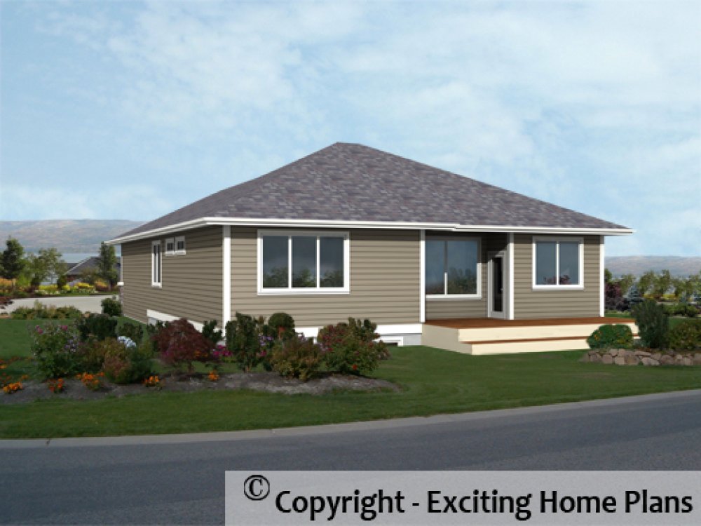 House Plan E1518-10 Rear 3D View