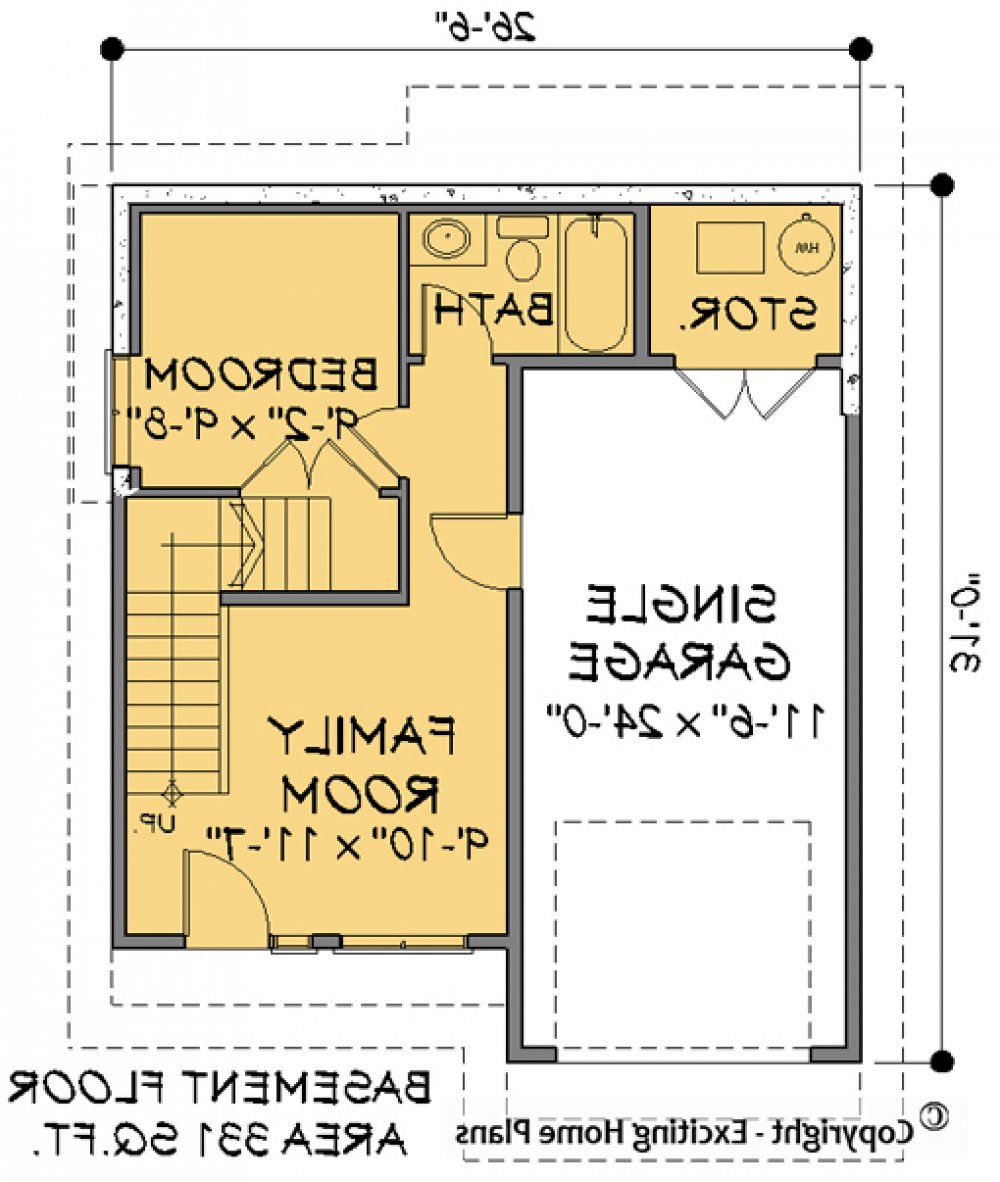 House Plan E1157-10 Lower Floor Plan REVERSE