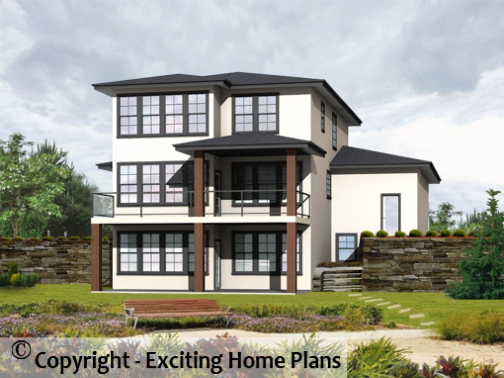 House Plan E1712-10 Rear 3D View