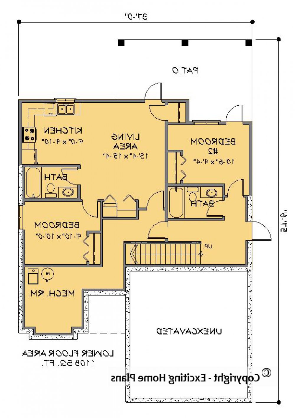 House Plan E1215-10 Lower Floor Plan REVERSE