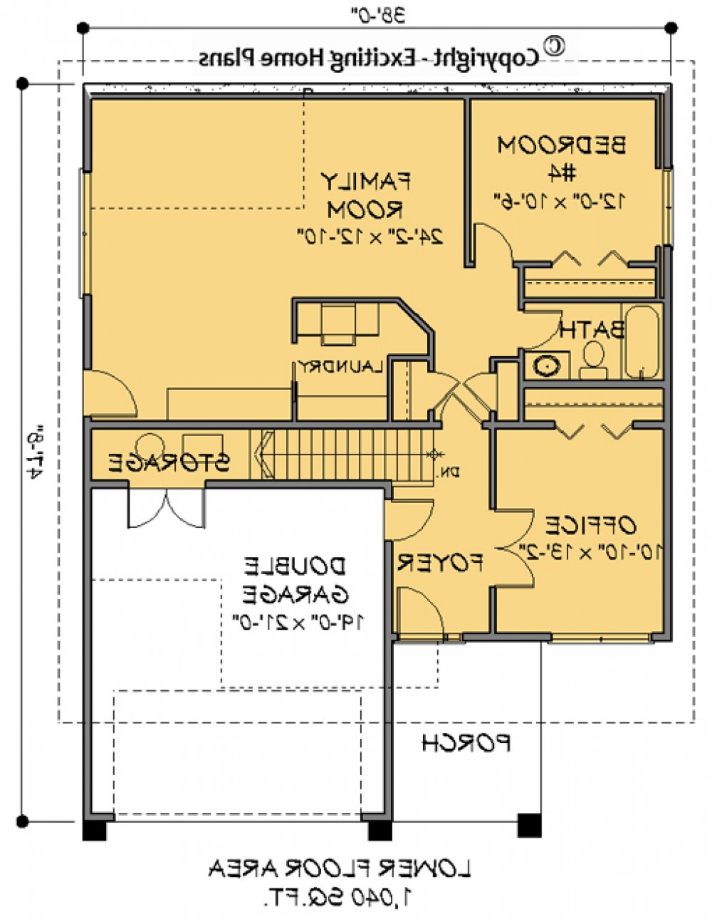 House Plan E1152-10 Lower Floor Plan REVERSE