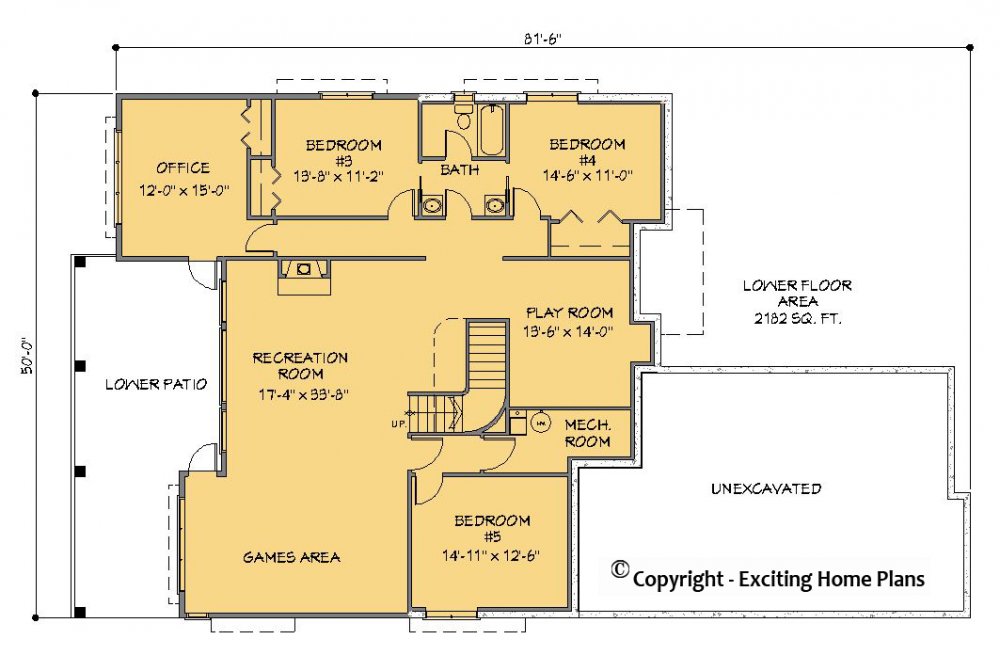 House Plan E1259-10 Lower Floor Plan