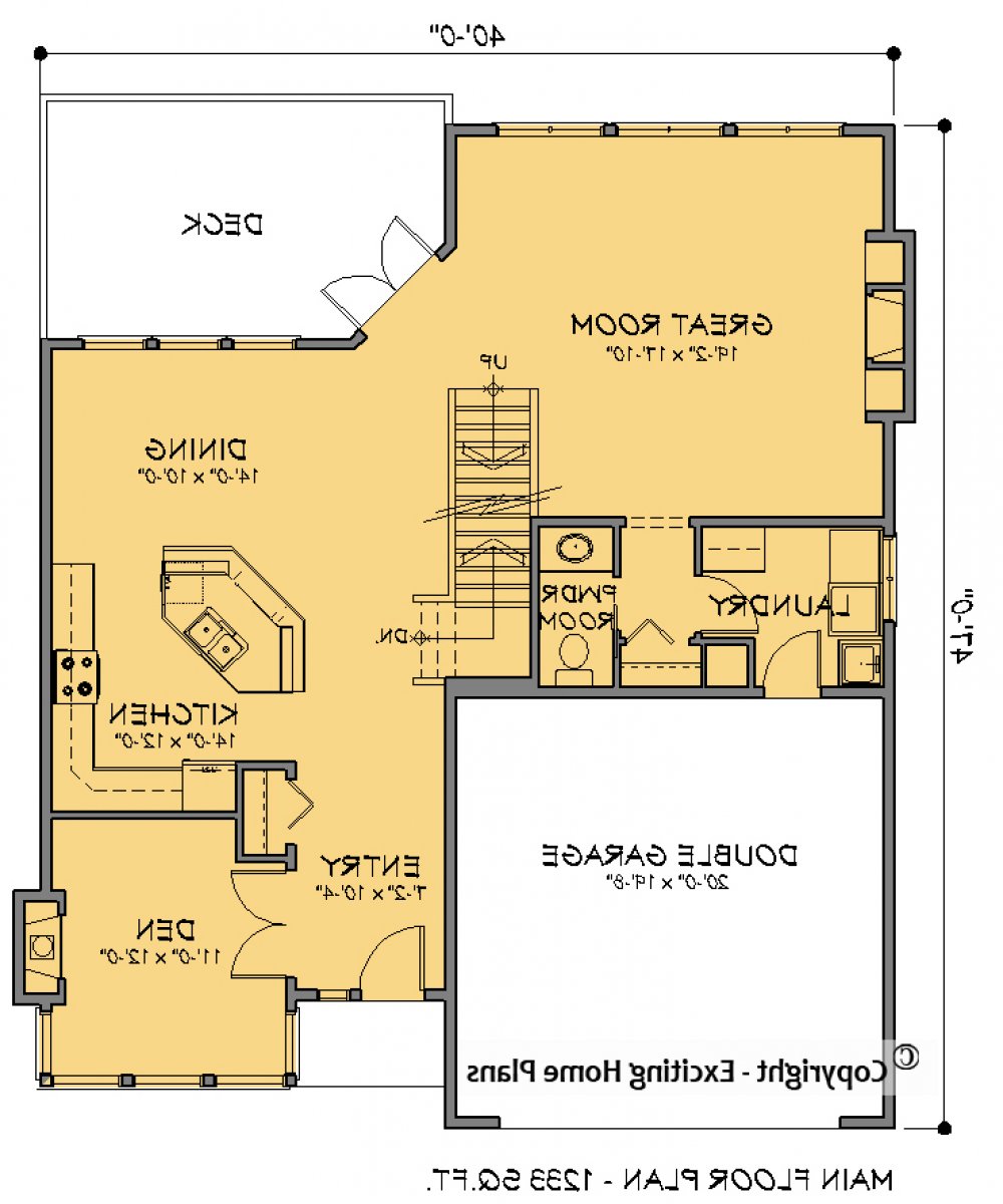 House Plan E1619-10 Main Floor Plan REVERSE