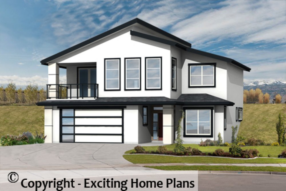 House Plan E1681-50M Front 3D View