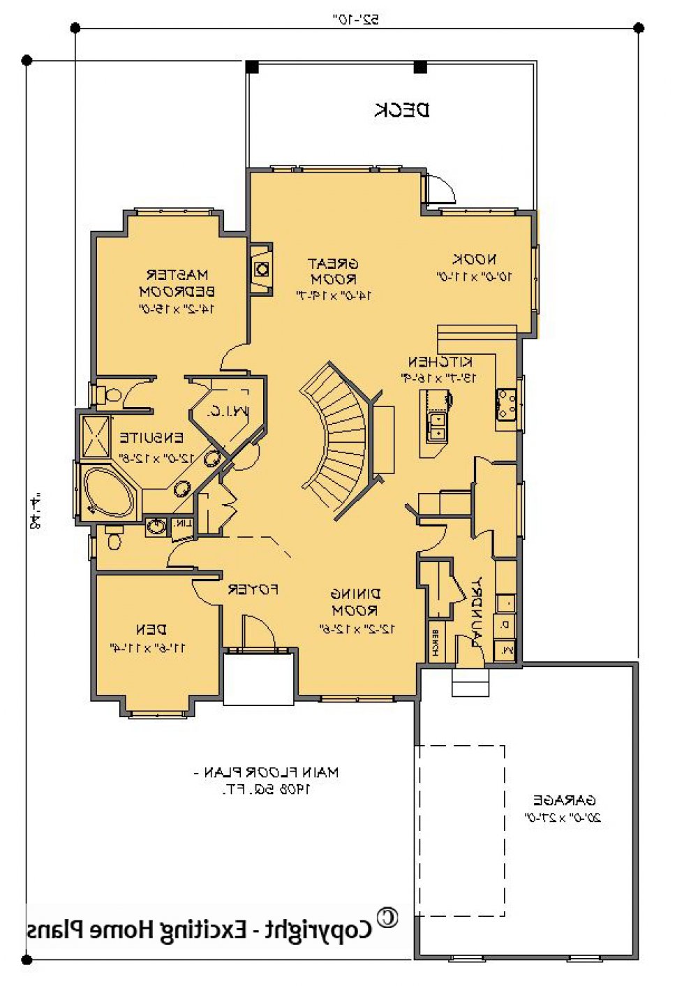 House Plan E1238-10 Main Floor Plan REVERSE