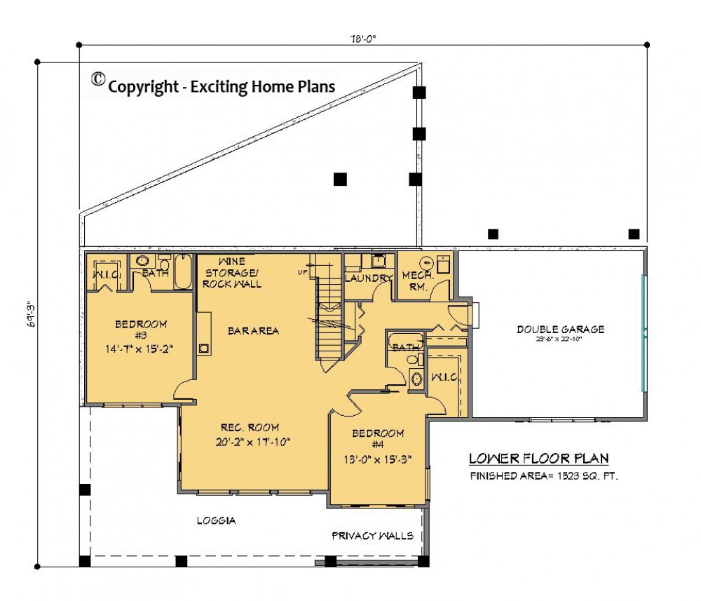 House Plan E1274-10 Lower Floor Plan