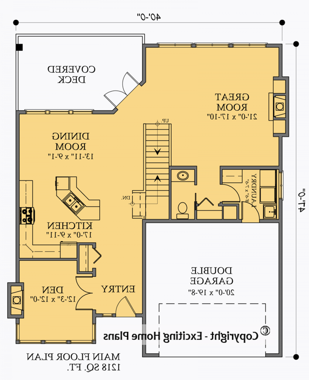 House Plan E1017-10 Main Floor Plan REVERSE
