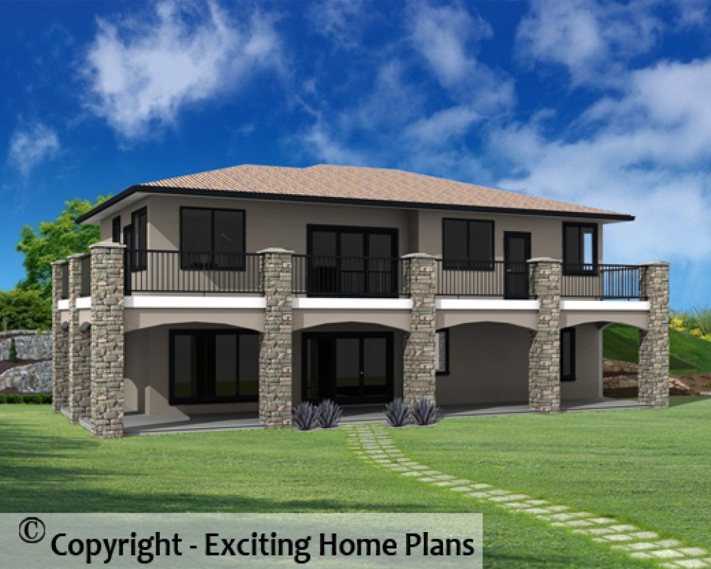 House Plan E1431-10 Rear 3D View