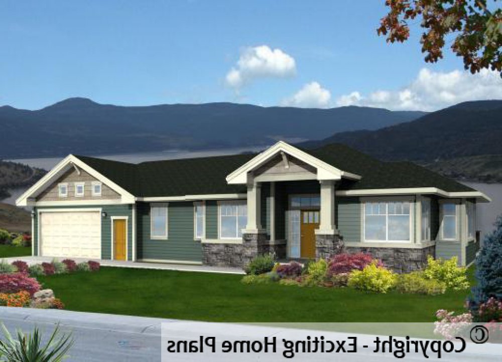 House Plan E1067-10 Exterior 3D View REVERSE