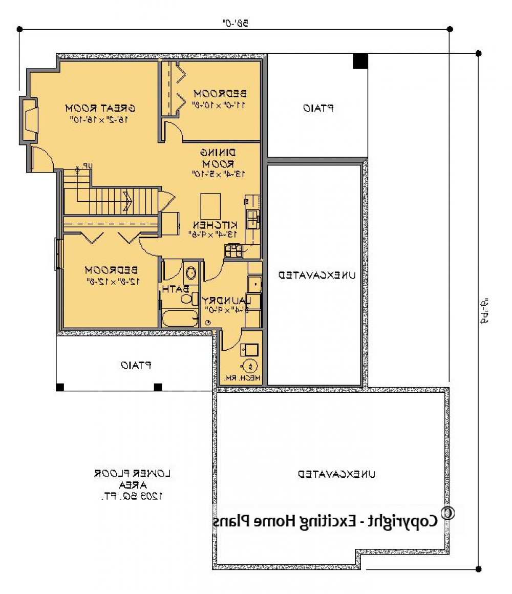 House Plan E1323-10 Lower Floor Plan REVERSE